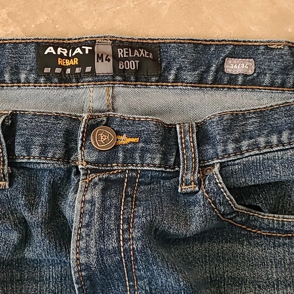Mens Ariat Rebar M4 Relaxed Bootcut Jeans - Picture 2 of 4